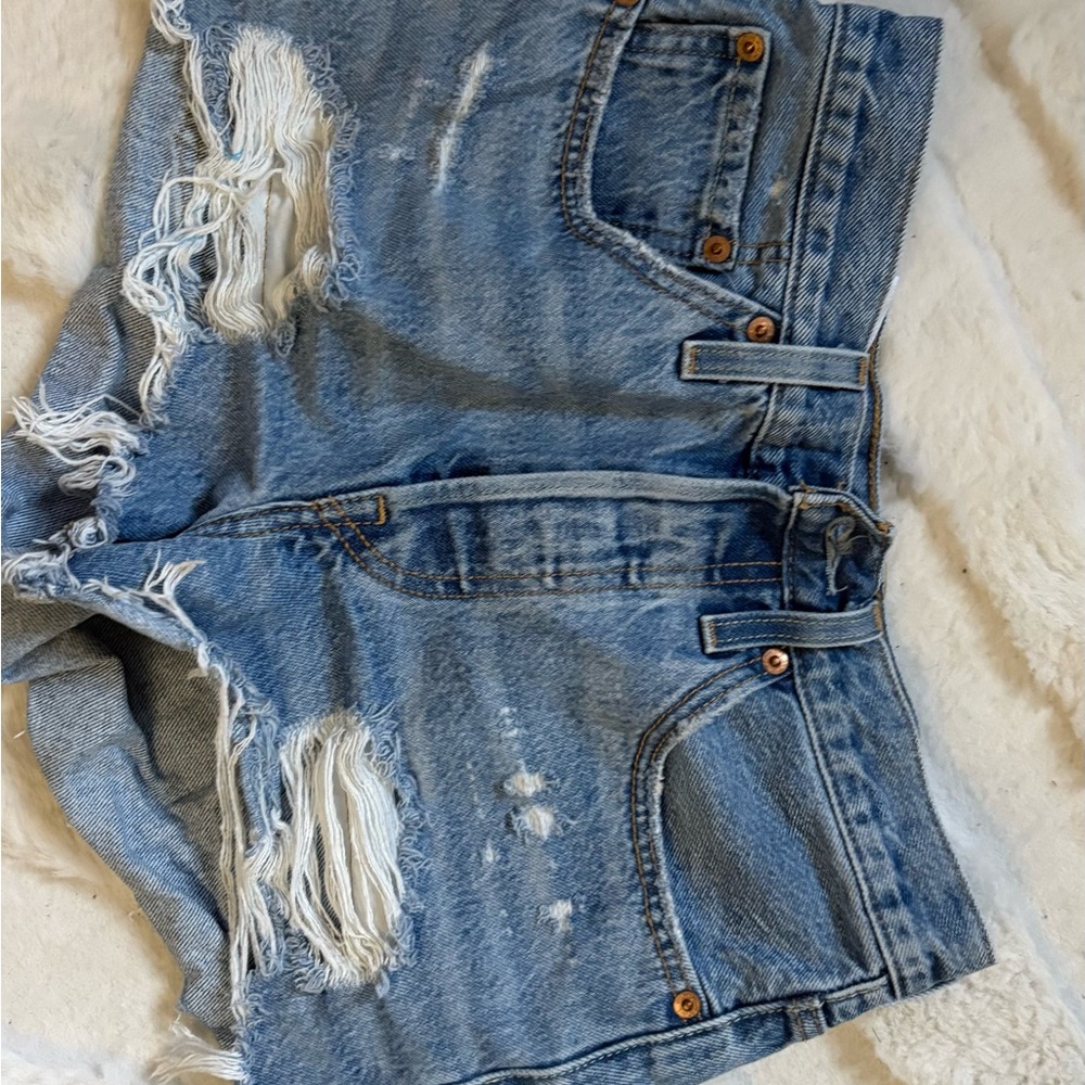 Distressed Denim Shorts